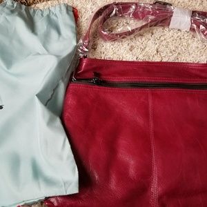 Hobo Lorna Crossbody in Red Plum leather